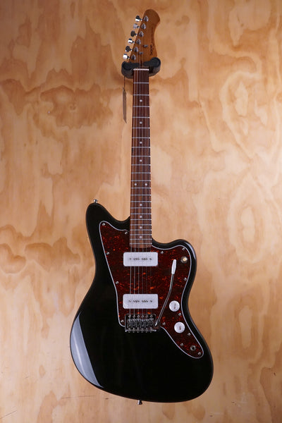 SQOE JM300 Offset-Style Electric Guitar with P90's in Black - Fair Deal Music