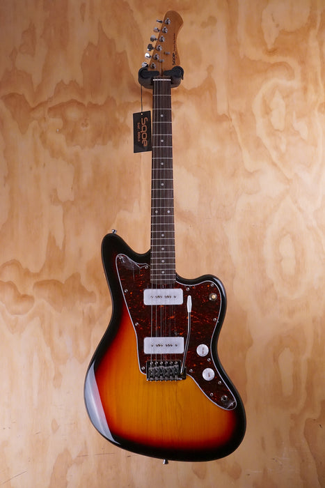 SQOE JM300 Offset-Style Electric Guitar with P90's in Sunburst - Fair Deal Music