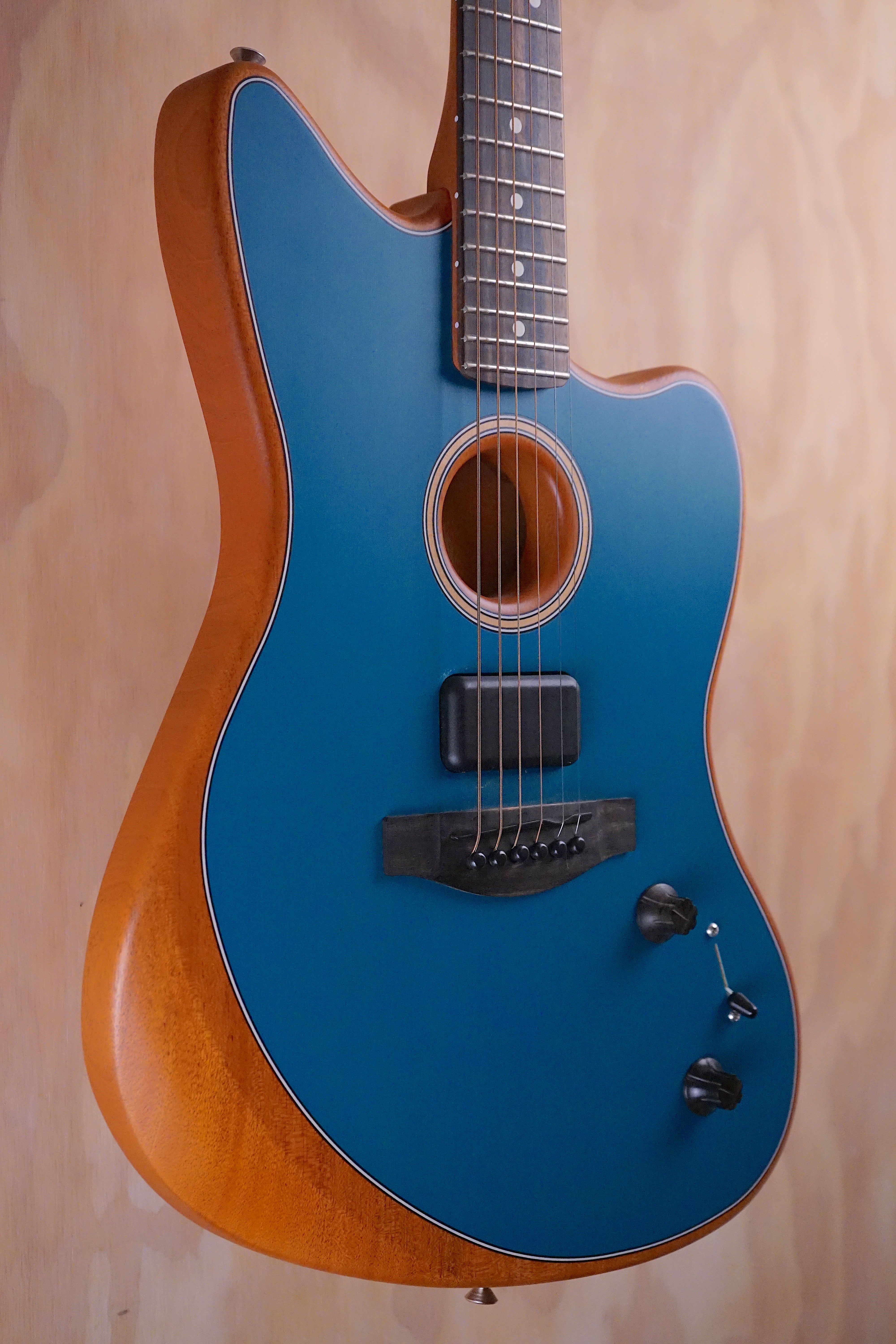Fender American Acoustasonic Jazzmaster in Ocean Turquoise Acoustic/Electric Guitar, (Used) - Fair Deal Music