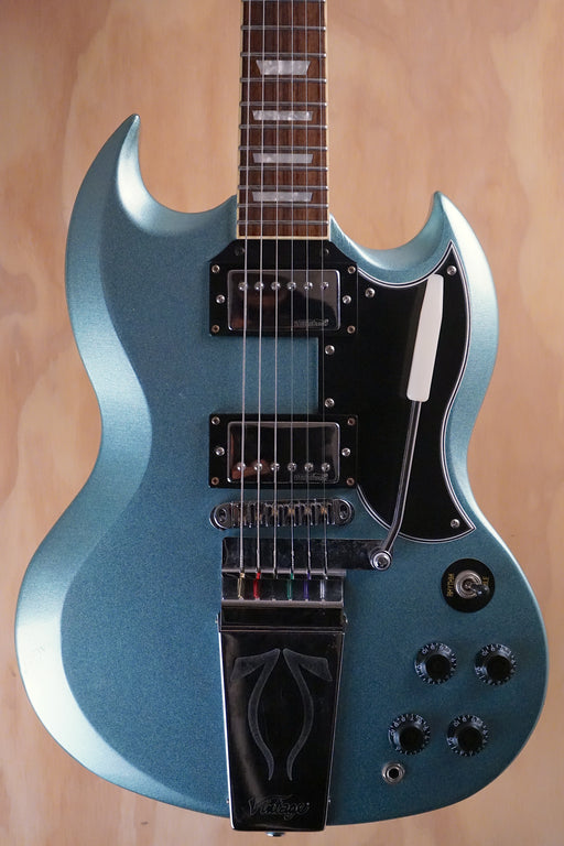 Vintage VS6V ReIssued with Vintage Style Vibrato in Gun Hill Blue Electric Guitar, (Used) - Fair Deal Music