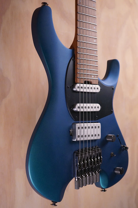 Ibanez Q547 Headless 7-String Electric Guitar in Blue Chameleon Metallic Matte Electric Guitar, (Used, Comm) - Fair Deal Music