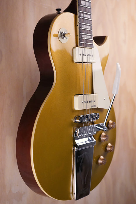 Vintage V100 Midge Ure Signature in Gold Top Electric Guitar, (Used) - Fair Deal Music