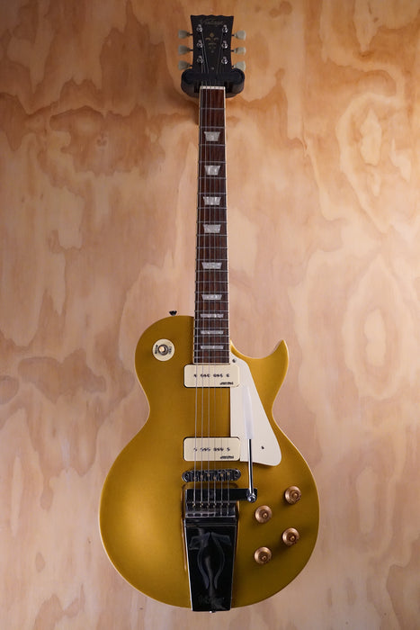 Vintage V100 Midge Ure Signature in Gold Top Electric Guitar, (Used) - Fair Deal Music