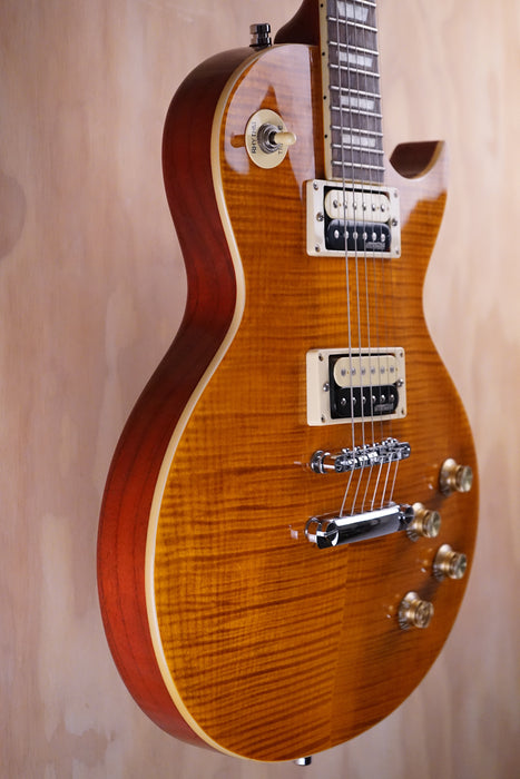 Vintage V100AFD ReIssued in Flamed Amber Electric Guitar, (Used)