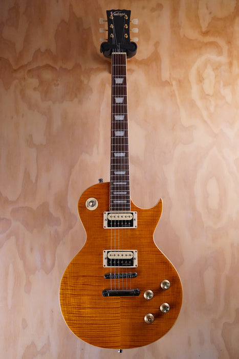 Vintage V100AFD ReIssued in Flamed Amber Electric Guitar, (Used)