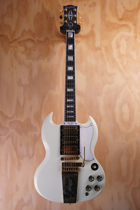 Epiphone Inspired by Gibson Custom 1963 Les Paul SG Custom with Maestro Vibrola Classic White Electric Guitar, (Used) - Fair Deal Music