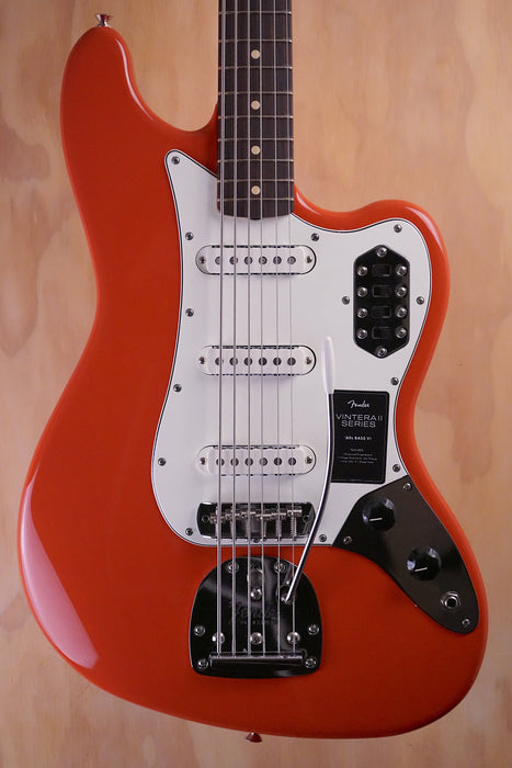Fender Vintera II '60s Bass VI Rosewood Fingerboard Fiesta Red Electric Bass Guitar, (Open Box) - Fair Deal Music