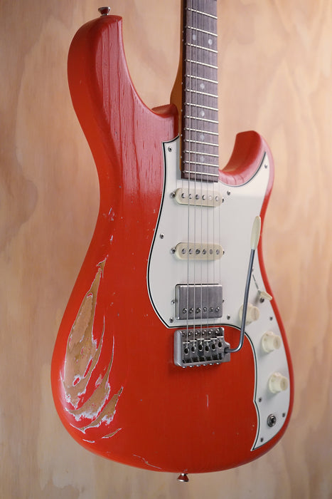 Novo Idris HSS Fiesta Red Light Distress Electric Guitar, (Used) - Fair Deal Music