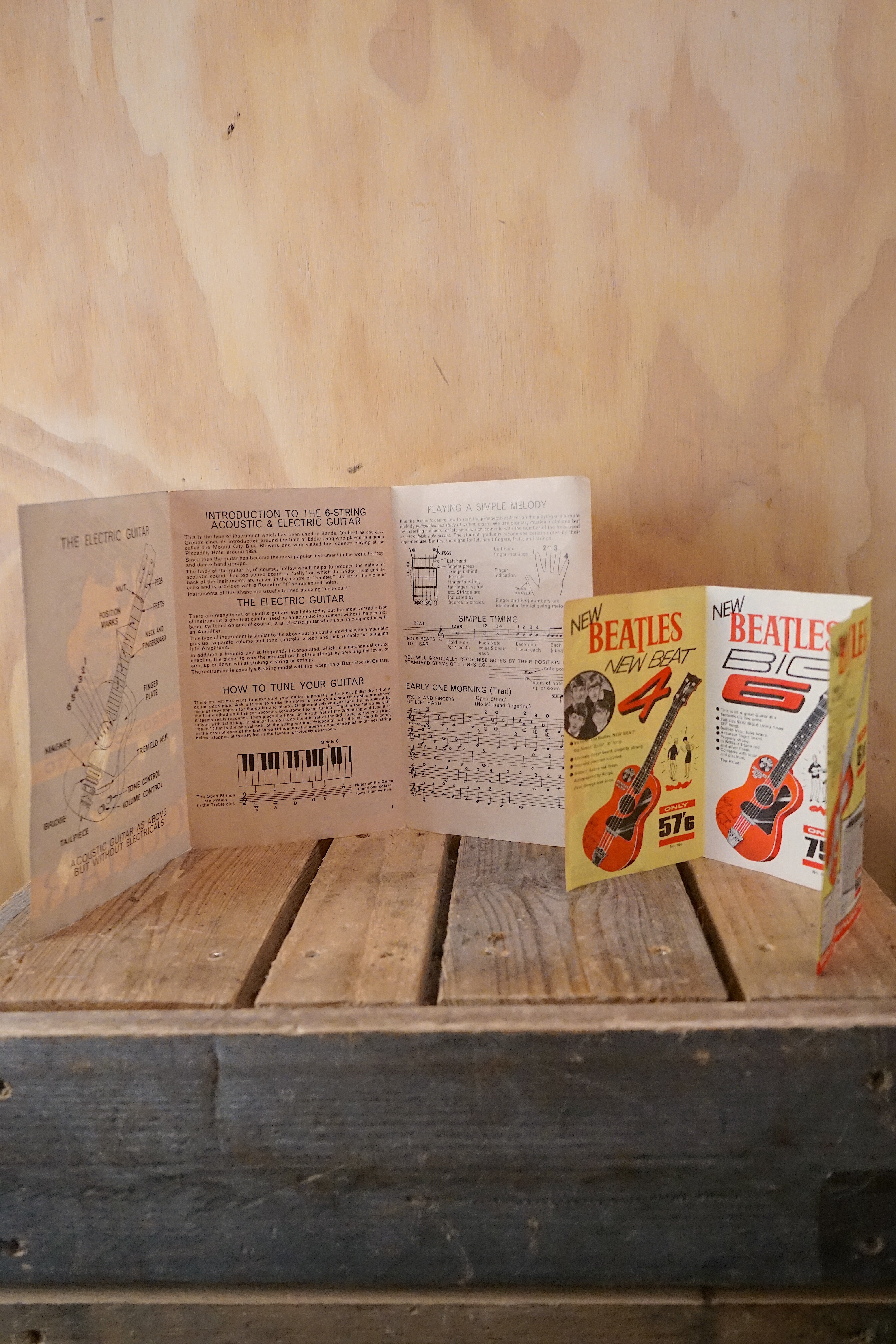 Selcol The Beatles 1964 Big 6 Plastic Toy Guitar with Original Box & Booklet, (Used) - Fair Deal Music