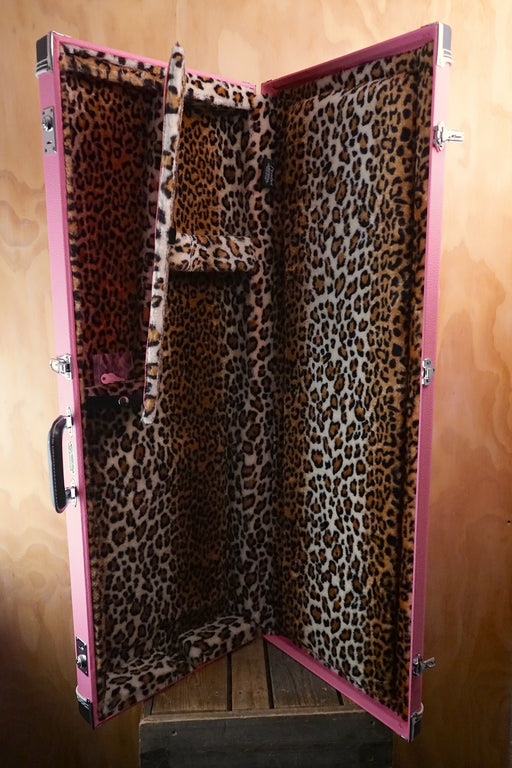 Fender Joe Strummer Stratocaster / Telecaster Case & Matching Vintage Strap Pink Leopard, (Used) - Fair Deal Music