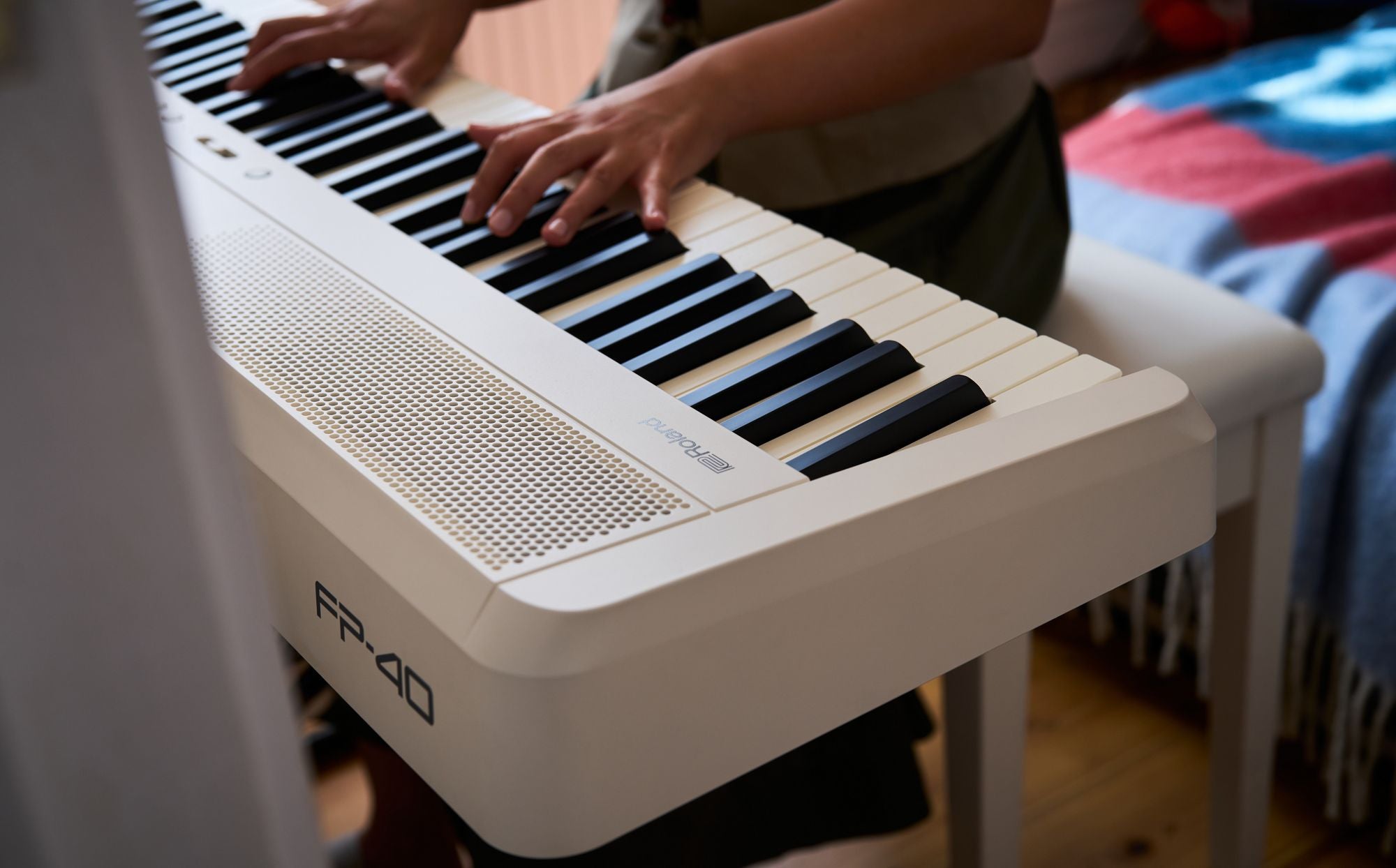Roland FP-40 Portable Digital Piano Home Bundle - White