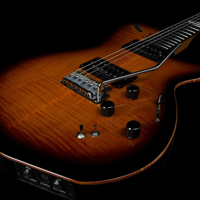 Godin LGXT 3 Voice Electric Guitar ~ Cognac Burst Flame - Fair Deal Music