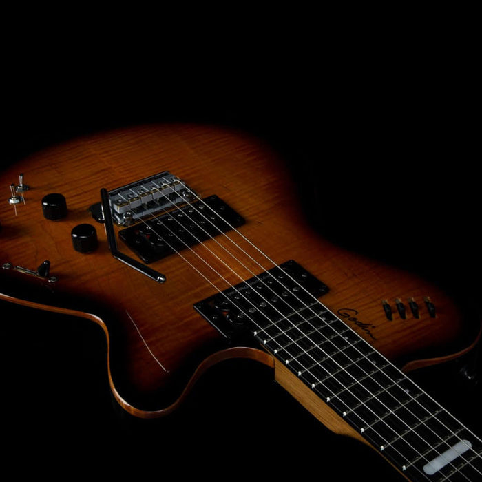 Godin LGXT 3 Voice Electric Guitar ~ Cognac Burst Flame - Fair Deal Music
