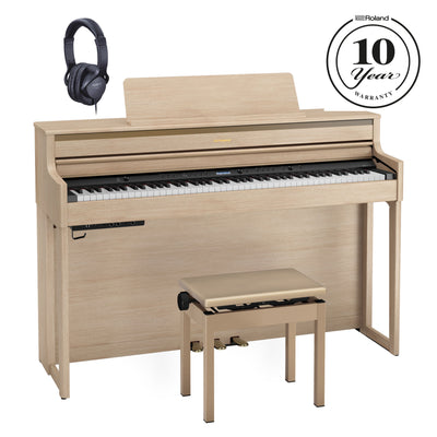 Roland HP704 Digital Upright Piano Light Oak Bundle - Fair Deal Music