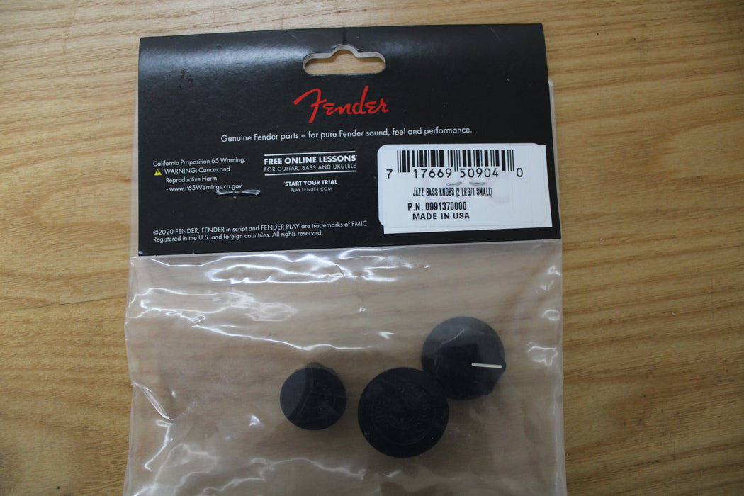 Fender Jazz Bass Control Knob Set 2 x Large 1 x Small with Set Screws (Black) - Fair Deal Music