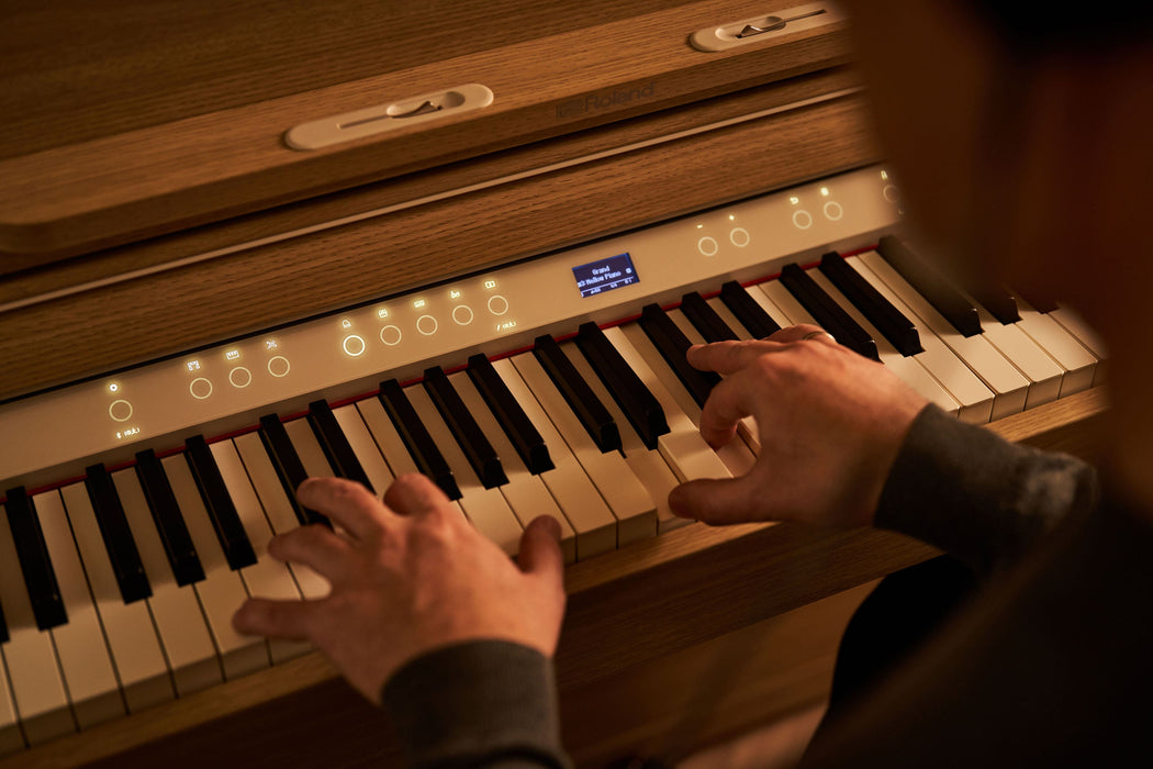 Roland LX-5-LA Digital Upright Piano Light Oak Bundle - Fair Deal Music