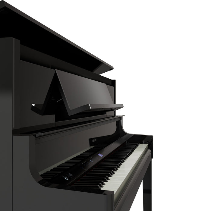 Roland LX-9-PE Digital Upright Piano Polished Ebony Bundle - Fair Deal Music