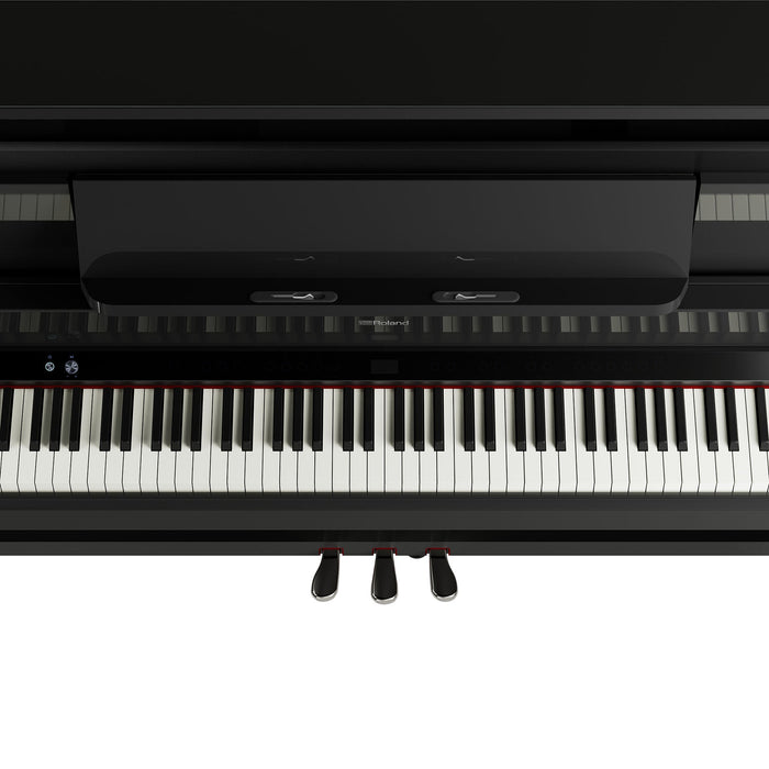 Roland LX-9-PE Digital Upright Piano Polished Ebony Bundle - Fair Deal Music