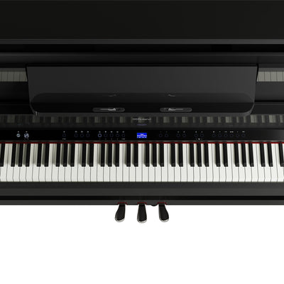 Roland LX-9-PE Digital Upright Piano Polished Ebony Bundle - Fair Deal Music