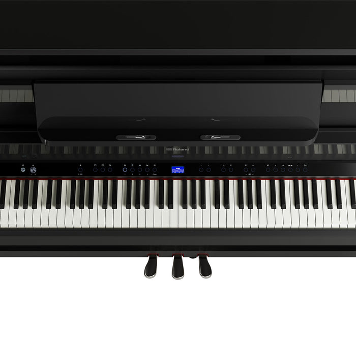 Roland LX-9-PE Digital Upright Piano Polished Ebony Bundle - Fair Deal Music