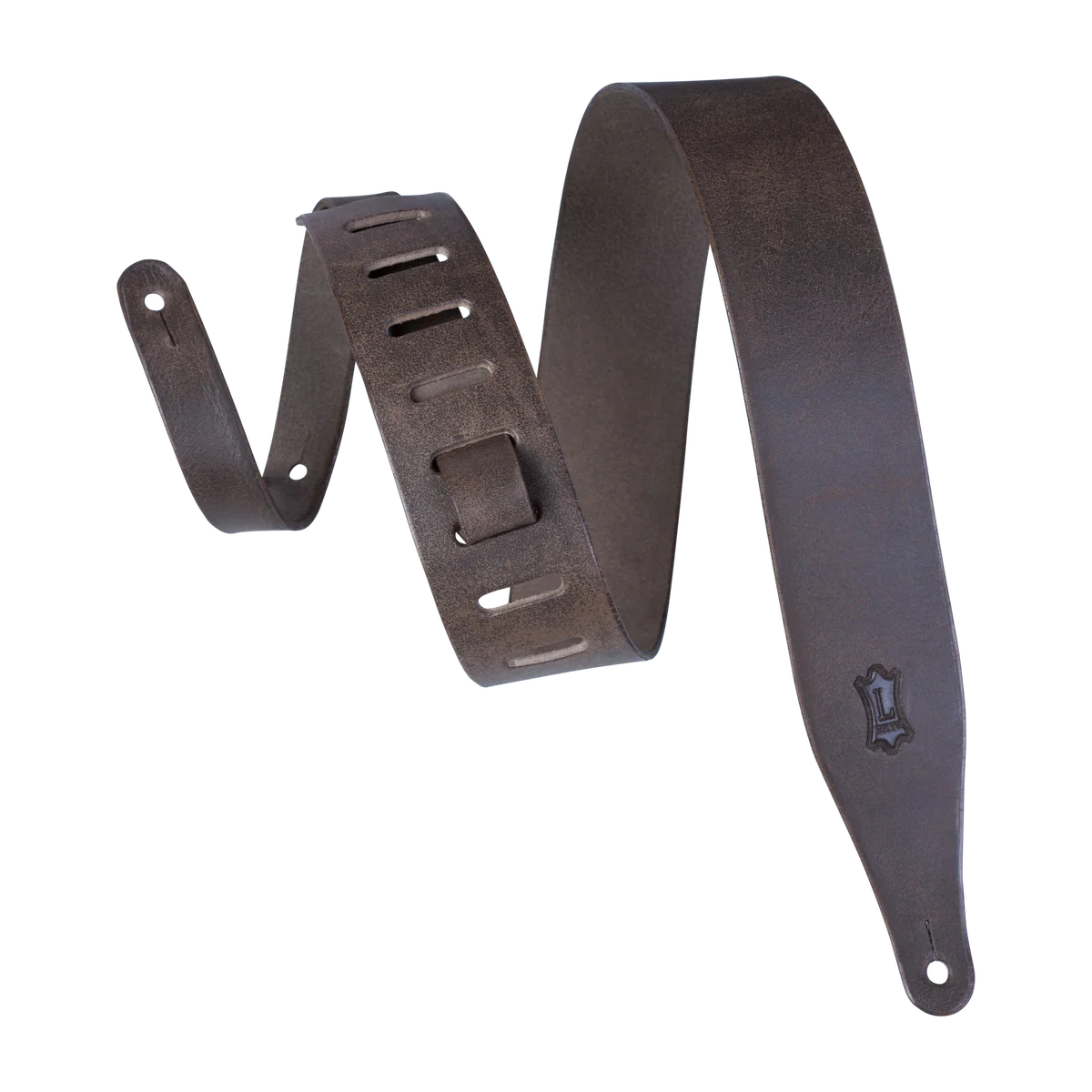 Levy's Distressed Leather 2 1/2" - Dark Brown Guitar Strap - Fair Deal Music