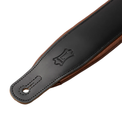 Levy's Amped Top Grain Leather Padded 3" - Black on Tan Guitar Strap - Fair Deal Music