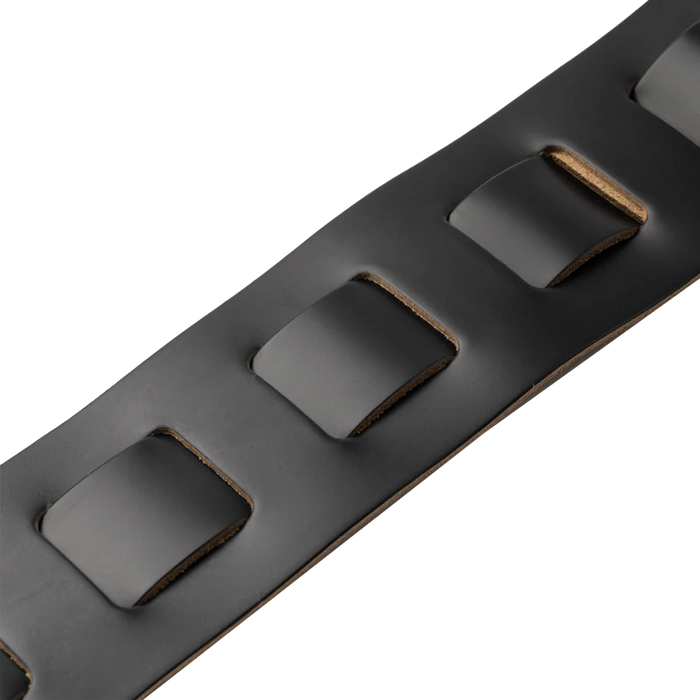 Levy's Amped Top Grain Leather Padded 3" - Black on Tan Guitar Strap - Fair Deal Music