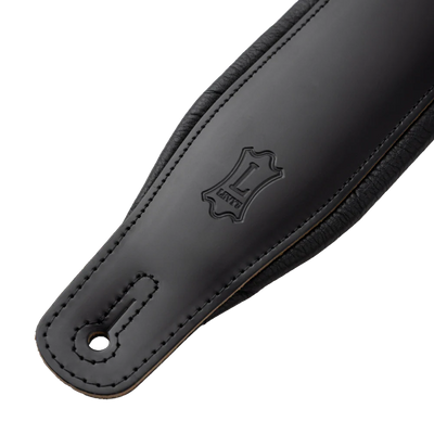 Levy's Amped Top Grain Leather Padded 3" - Black Guitar Strap - Fair Deal Music