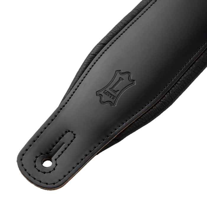 Levy's Amped Top Grain Leather Padded 3" - Black Guitar Strap - Fair Deal Music