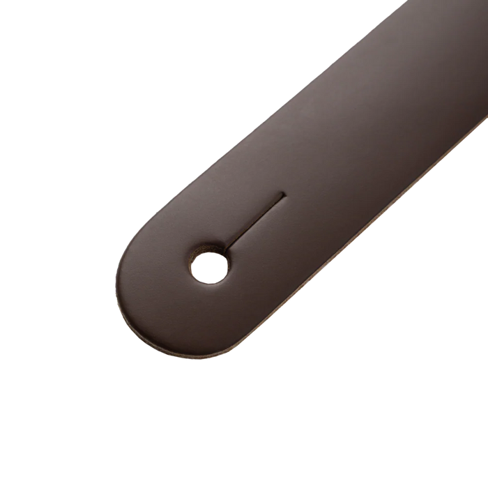 Levy's Amped Top Grain Leather Padded 3" - Dark Brown on Cream Guitar Strap - Fair Deal Music