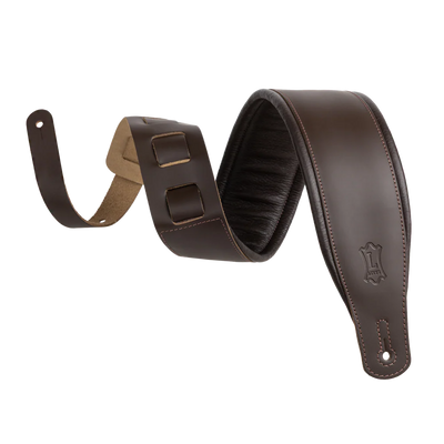 Levy's Amped Top Grain Leather Padded 3" - Dark Brown Guitar Strap - Fair Deal Music