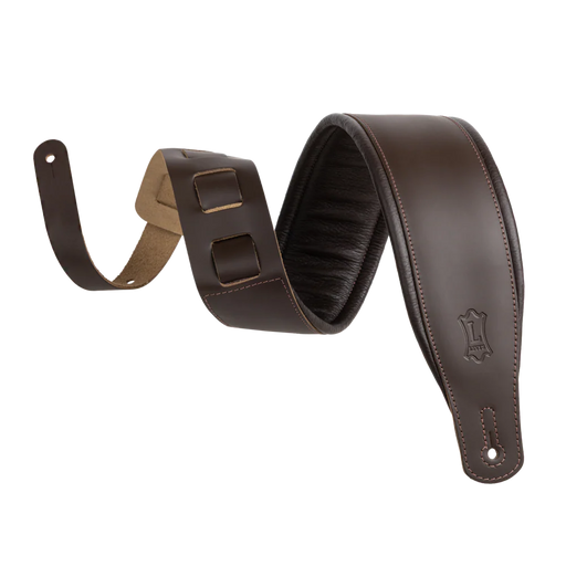 Levy's Amped Top Grain Leather Padded 3" - Dark Brown Guitar Strap - Fair Deal Music