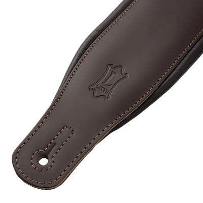 Levy's Amped Top Grain Leather Padded 3" - Dark Brown Guitar Strap - Fair Deal Music