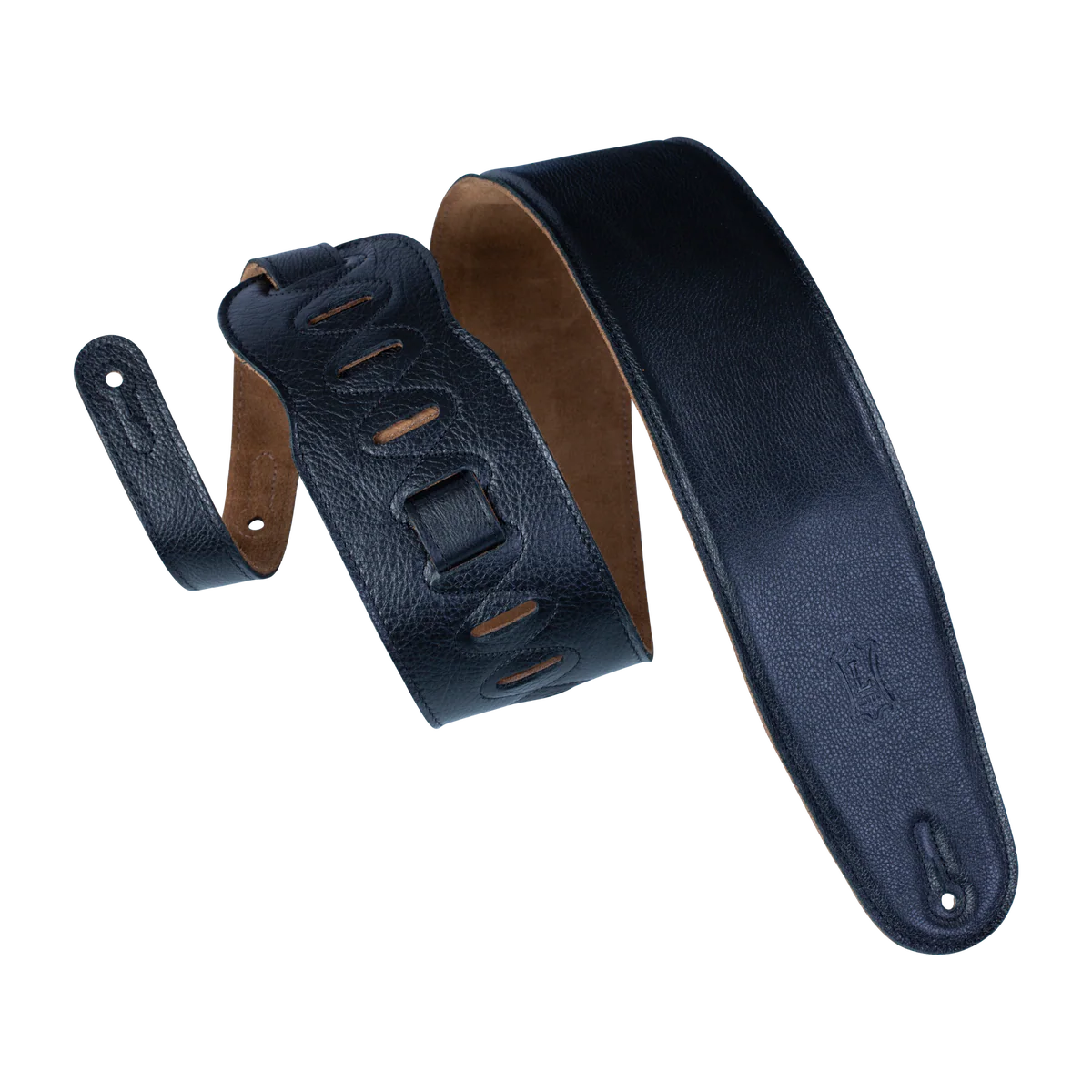 Levy's Heritage Crafted Garment Leather w Suede Back Padded 3 1/2" - Black Guitar Strap - Fair Deal Music
