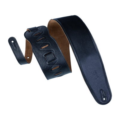 Levy's Heritage Crafted Garment Leather w Suede Back Padded 3 1/2" - Black Guitar Strap - Fair Deal Music
