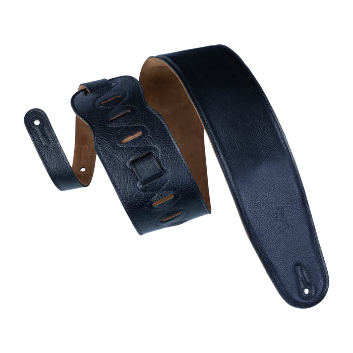 Levy's Heritage Crafted Garment Leather w Suede Back Padded 3 1/2" - Black Guitar Strap - Fair Deal Music
