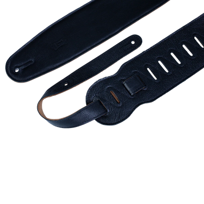 Levy's Heritage Crafted Garment Leather w Suede Back Padded 3 1/2" - Black Guitar Strap - Fair Deal Music
