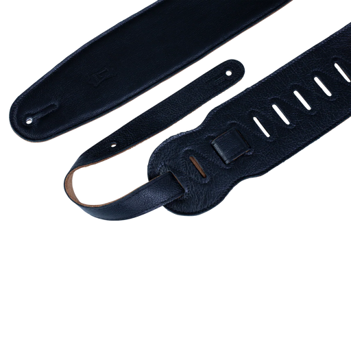 Levy's Heritage Crafted Garment Leather w Suede Back Padded 3 1/2" - Black Guitar Strap - Fair Deal Music
