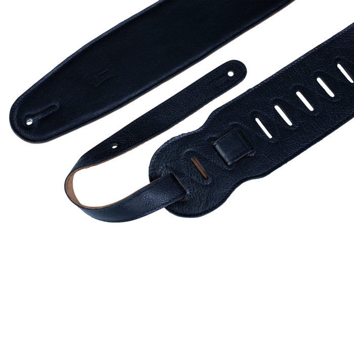 Levy's Heritage Crafted Garment Leather w Suede Back Padded 3 1/2" - Black Guitar Strap - Fair Deal Music