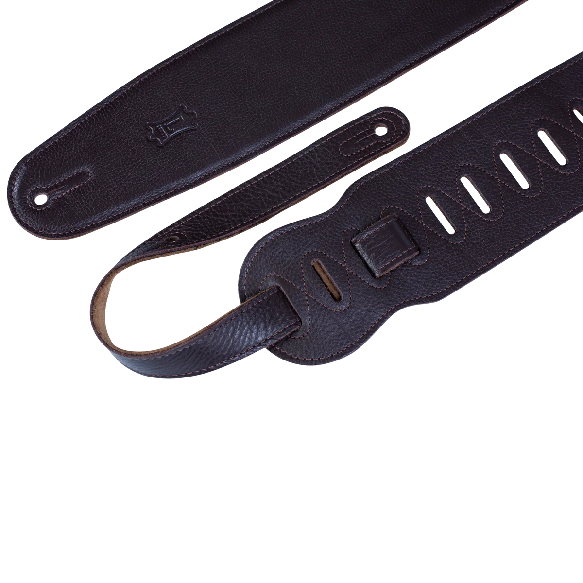 Levy's Heritage Crafted Garment Leather w Suede Back Padded 3 1/2" - Dark Brown Guitar Strap - Fair Deal Music