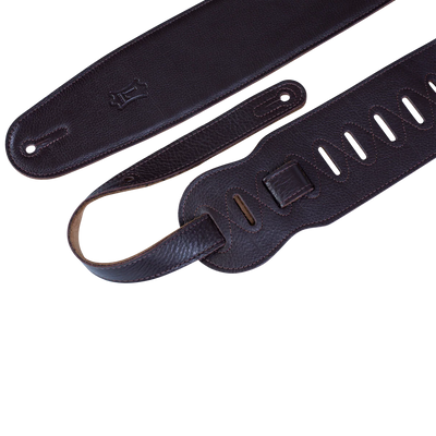 Levy's Heritage Crafted Garment Leather w Suede Back Padded 3 1/2" - Dark Brown Guitar Strap - Fair Deal Music