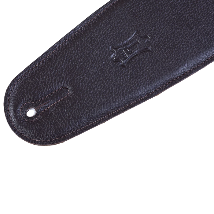 Levy's Heritage Crafted Garment Leather w Suede Back Padded 3 1/2" - Dark Brown Guitar Strap - Fair Deal Music