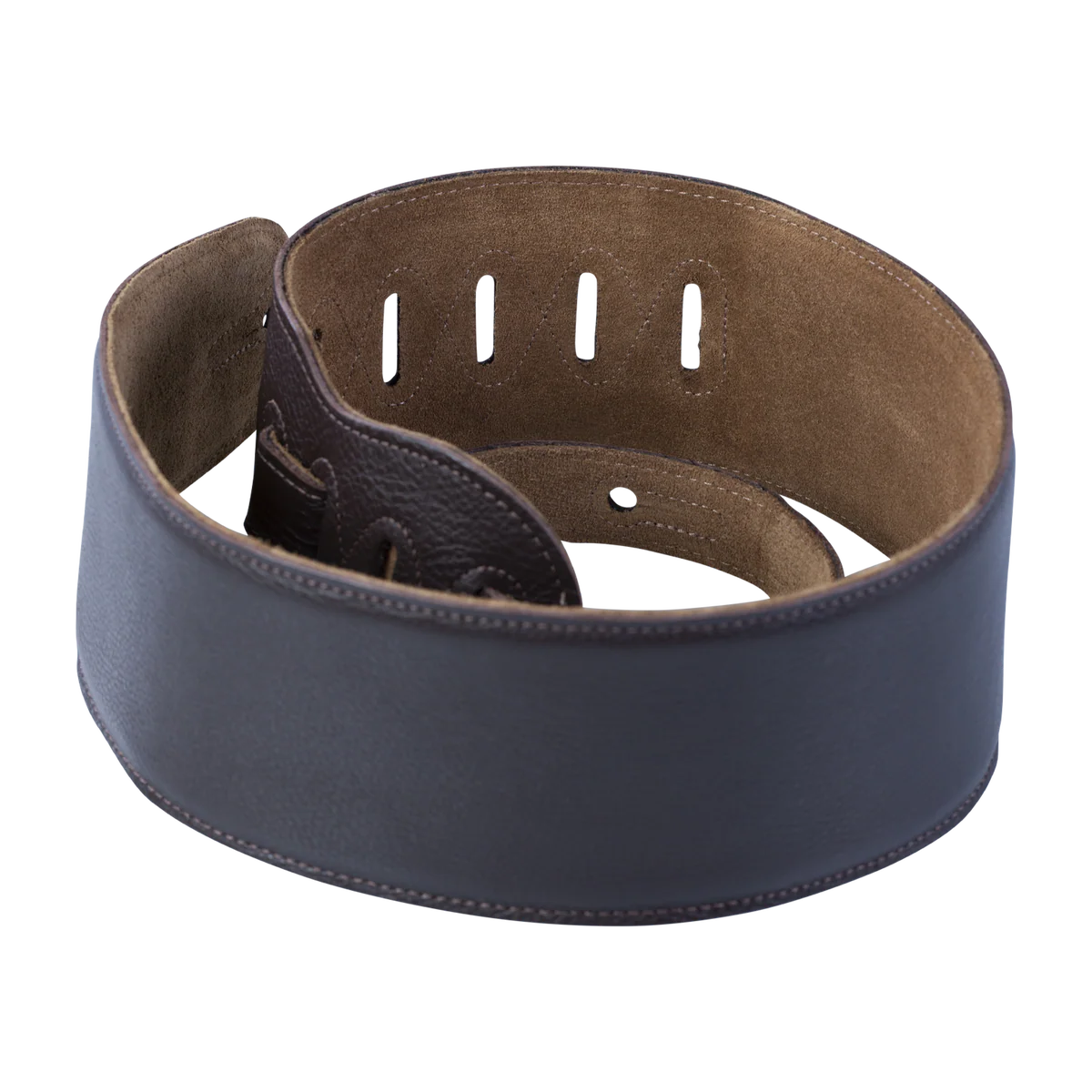 Levy's Heritage Crafted Garment Leather w Suede Back Padded 3 1/2" - Dark Brown Guitar Strap - Fair Deal Music