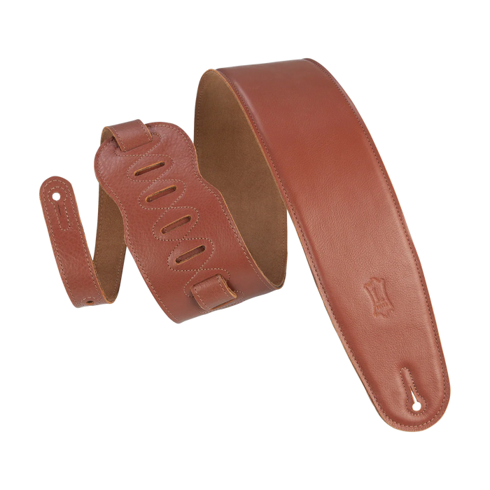 Levy's Heritage Crafted Garment Leather w Suede Back Padded 3 1/2" - Tan Guitar Strap - Fair Deal Music