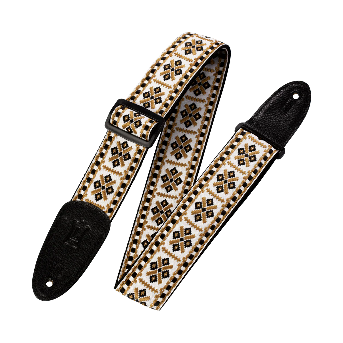 Levy's Hootenanny Jacquard Weave - Gold and White Guitar Strap - Fair Deal Music