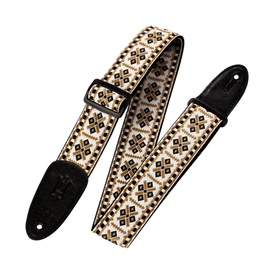 Levy's Hootenanny Jacquard Weave - Gold and White Guitar Strap - Fair Deal Music