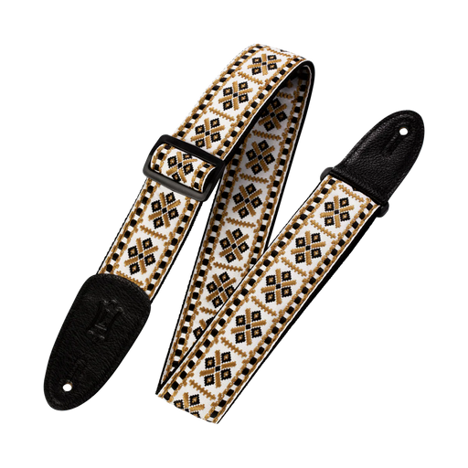 Levy's Hootenanny Jacquard Weave - Gold and White Guitar Strap - Fair Deal Music