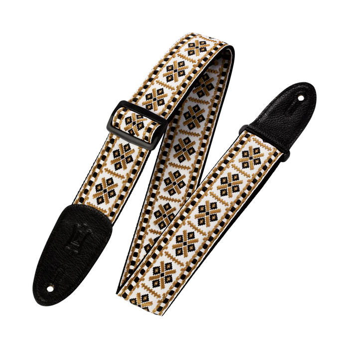 Levy's Hootenanny Jacquard Weave - Gold and White Guitar Strap - Fair Deal Music