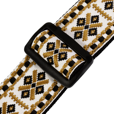 Levy's Hootenanny Jacquard Weave - Gold and White Guitar Strap - Fair Deal Music