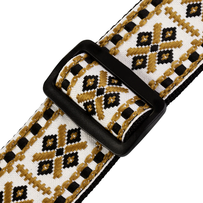 Levy's Hootenanny Jacquard Weave - Gold and White Guitar Strap - Fair Deal Music